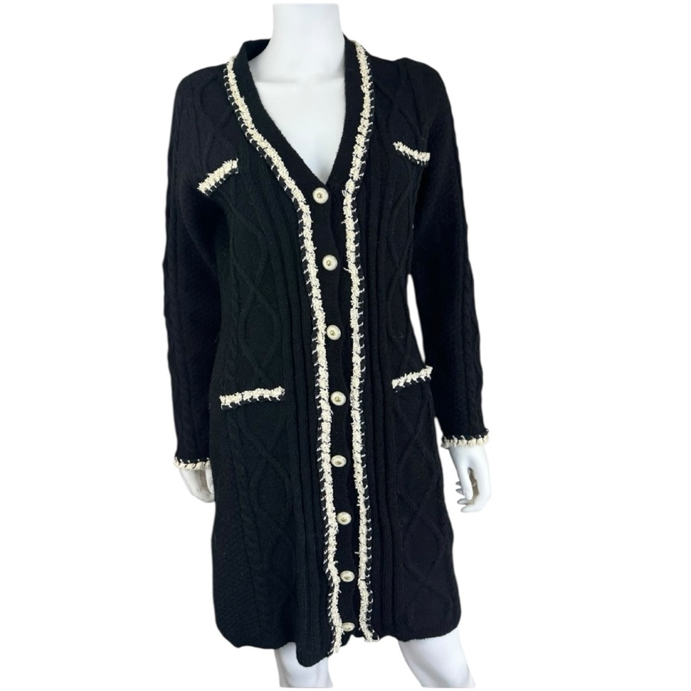 Stellah NWT Black Tweed Sweater Cardigan Size L F0256